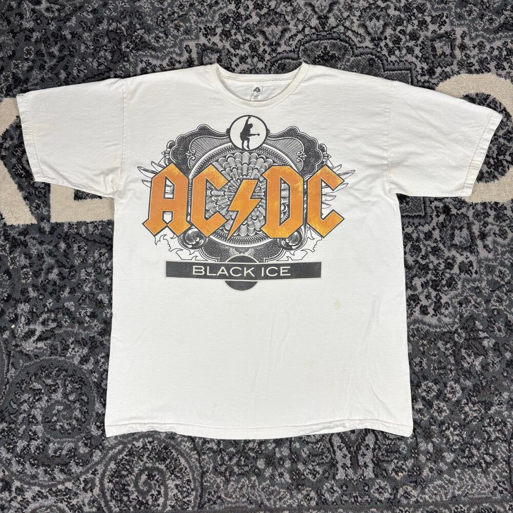 AC/DC Black Ice Promotional Large T-Shirt from ROCK BAND -White‎ Preowned